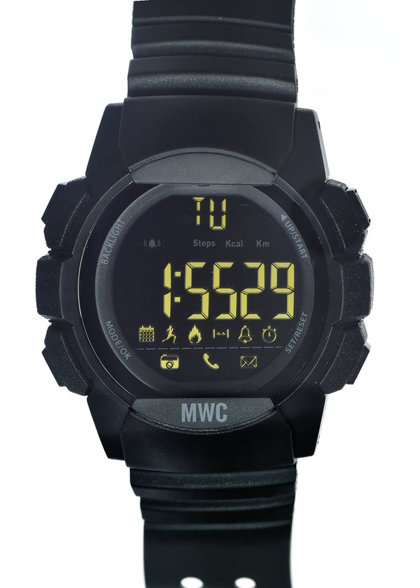 MWC Digital Military Watch with Bluetooth, Step Counter, 100m Water Resistance, Remote Camera and Android / iOS Compatibility - Ex Display Watches Reduced to Clear