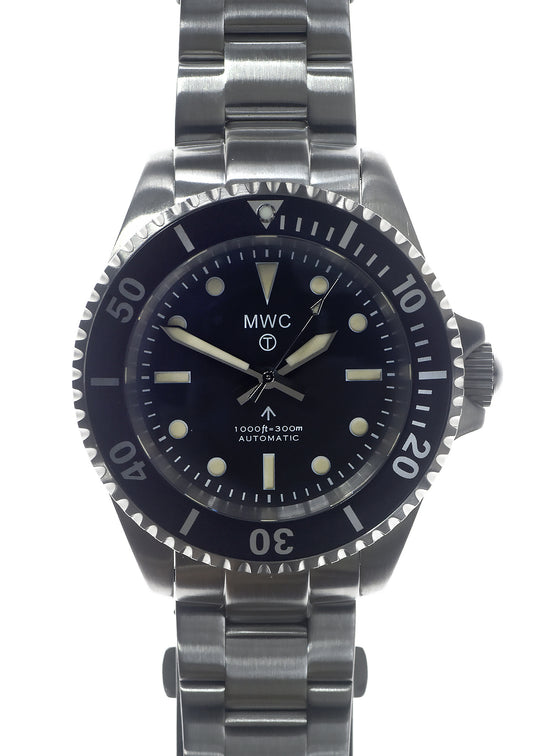 MWC 24 Jewel 1982 Pattern 300m Automatic Military Divers Watch with Sapphire Crystal on a Matching Stainless Steel Bracelet (Non Date Version)