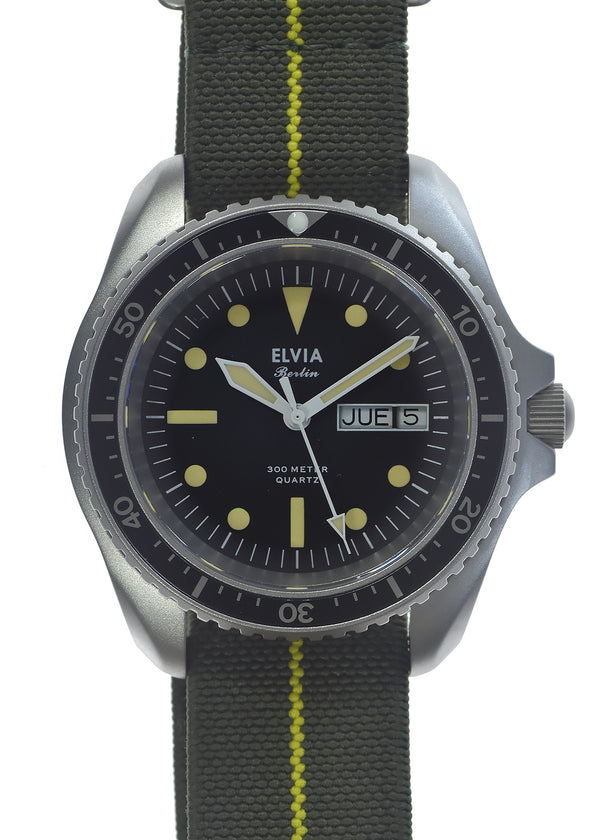 ELVIA Day/Date Military Divers Watch with Sapphire Crystal and Quartz Movement