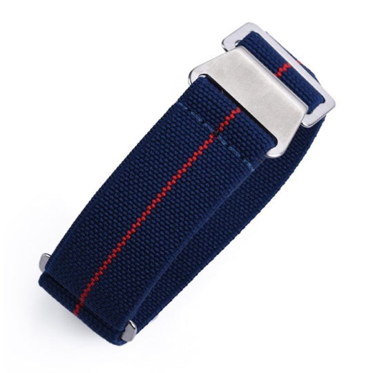 22mm Elasticated French Navy and Special Forces Strap in Navy with a Red Stripe