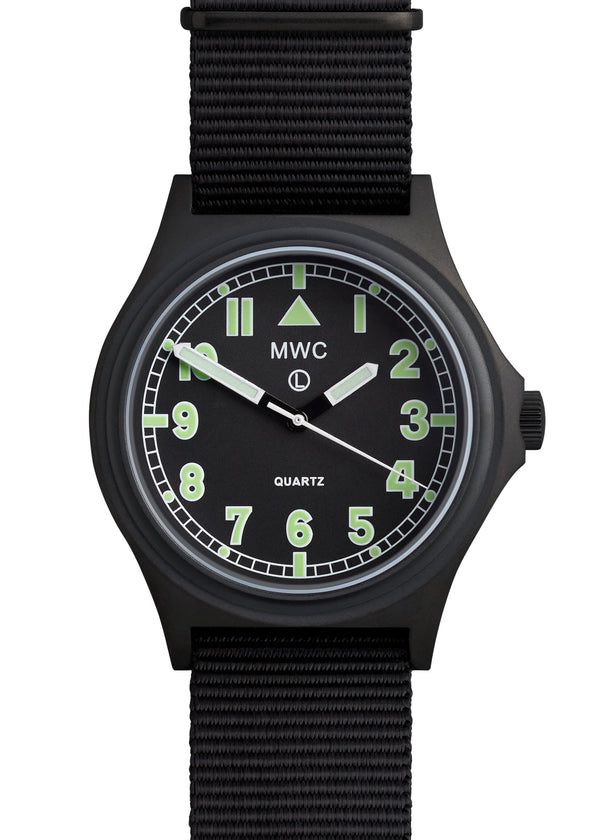 MWC G10 100m / 330ft Water resistant Black PVD Steel Military Watch with Sapphire Crystal - NATO Stock Number: NSN 6645-99-493-1283