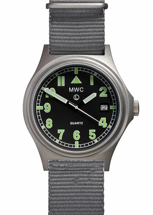 MWC G10 200m/660ft Water resistant Stainless Steel Military Watch with Sapphire Crystal and Date - NATO Stock Number: NSN 6645-99-472-3228D