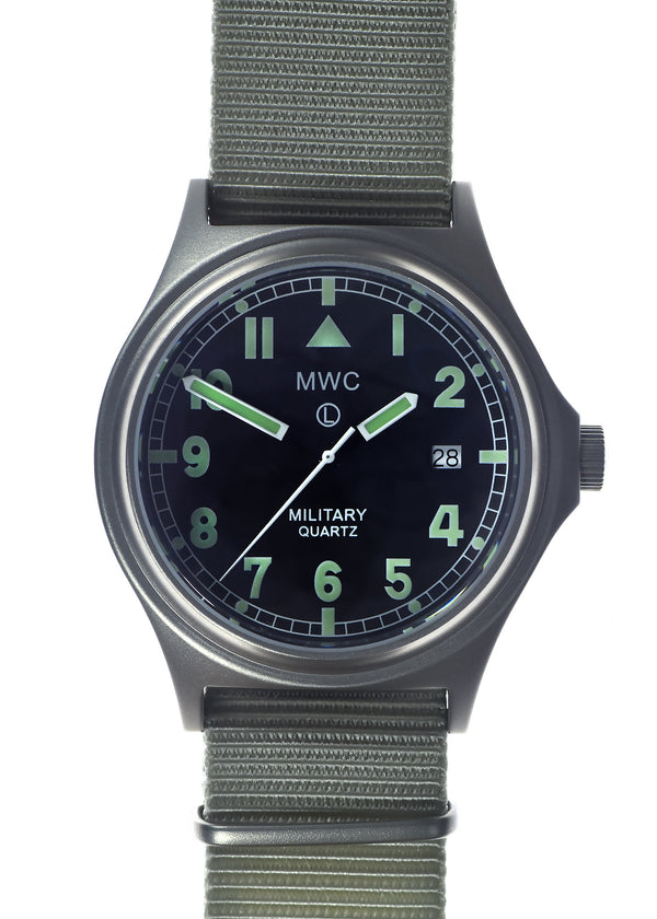 MWC G10 50m (165ft) Water Resistant NATO Pattern Military Watch with Satin Case Finish, Fixed Strap Bars, Sapphire Crystal and 60 Month Battery Life