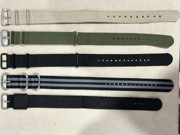 Clearance Bundle of 5 x 20mm Mixed NATO Military Watch Straps as Pictured - Surplus Stock Reduced to Under Half Price to Clear