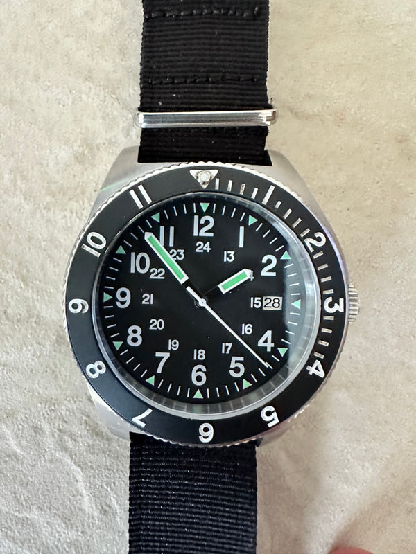 MWC 300m Water Resistant Stainless Steel Tritium GTLS Navigator Watch (Automatic) - Second Hand But Excellent Condition