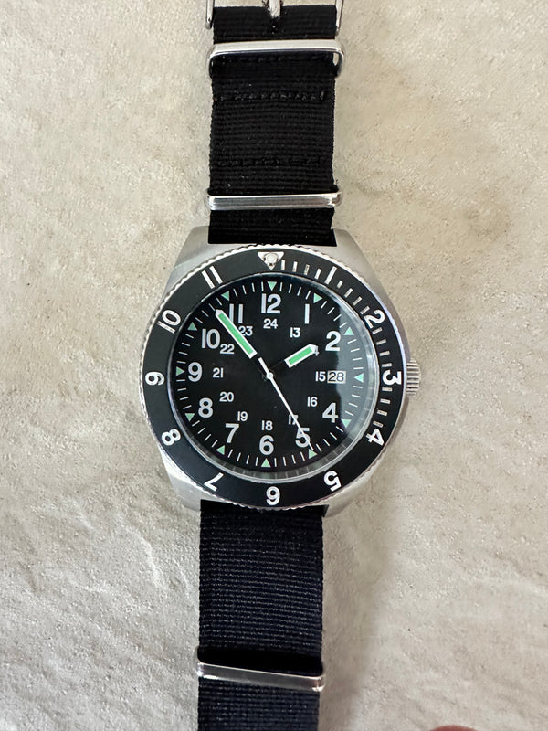 MWC 300m Water Resistant Stainless Steel Tritium GTLS Navigator Watch (Automatic) - Second Hand But Excellent Condition