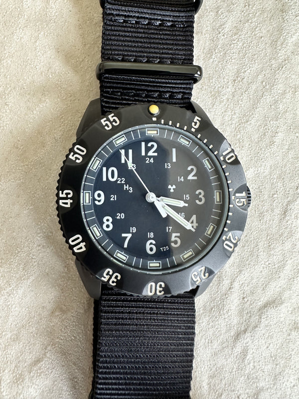 MWC P656 Tactical Series Watch with GTLS Tritium, 10 Year Battery Life Ronda 715li MovementMovement and Sapphire Crystal- Looks New