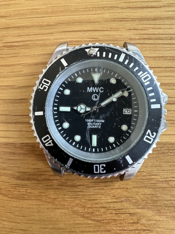 MWC 300m / 1000ft Stainless Steel Quartz Military Divers Watch (Branded) - Needs Attention as Described Below