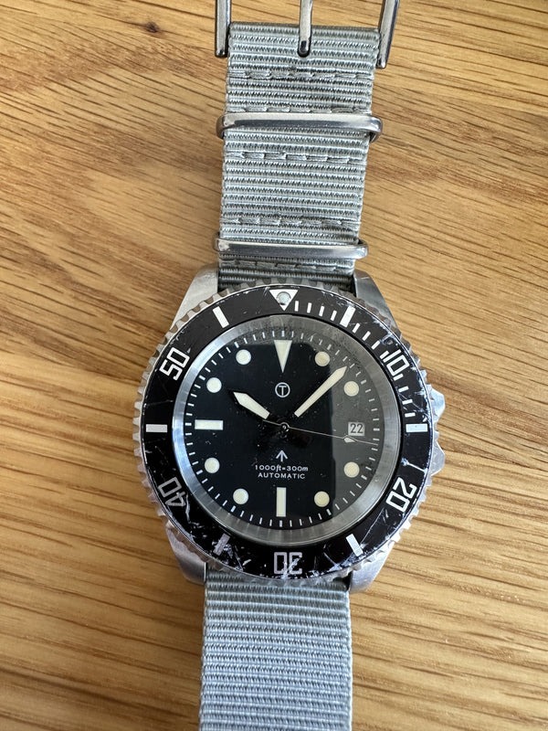 Military Industries 1982 Pattern 300m Water Resistant Military Divers Watch With Date Window (Automatic) - Needs New Crown but Running