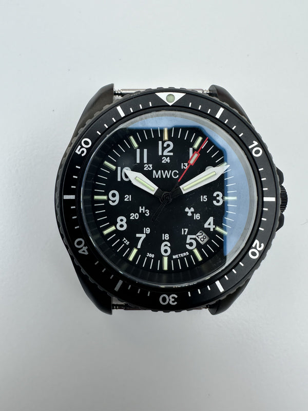 MWC Automatic Black PVD Military Divers Watch  - Tritium / GTLS Illumination, Sapphire Crystal and 60 Hour Power Reserve - Runs Erratically Hence Needs Attention