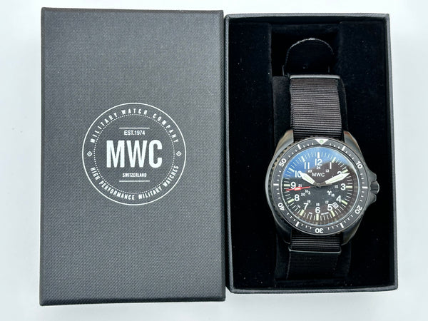 MWC Automatic Black PVD Military Divers Watch  - Tritium / GTLS Illumination, Sapphire Crystal and 60 Hour Power Reserve - Runs Erratically Hence Needs Attention