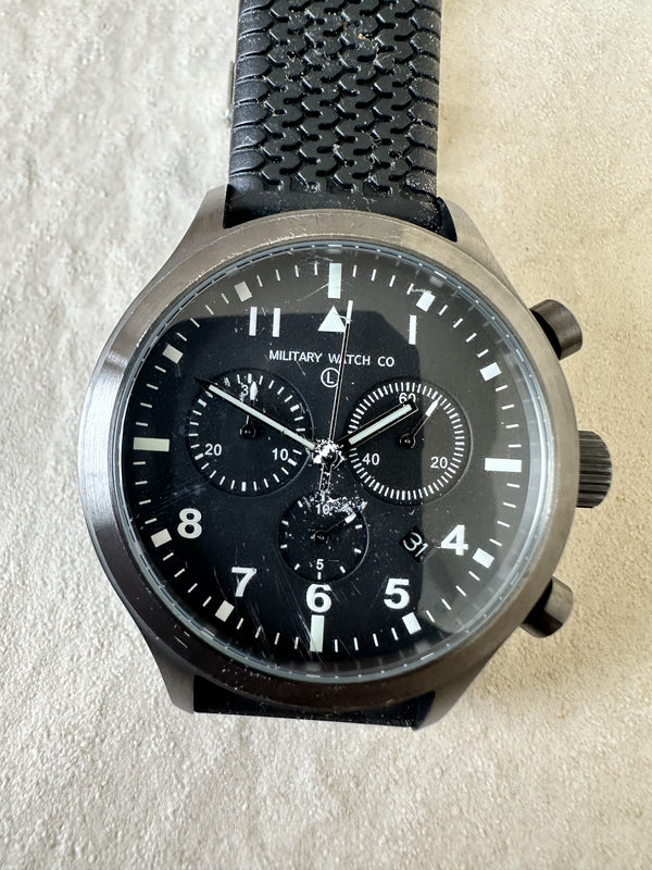 2012 MWC MIL-TEC MKIII Gunmetal Stainless Steel Military Pilots Chronograph (Needs Attention)