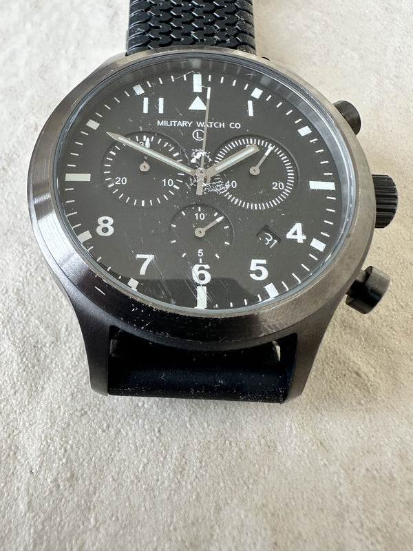 2012 MWC MIL-TEC MKIII Gunmetal Stainless Steel Military Pilots Chronograph (Needs Attention)