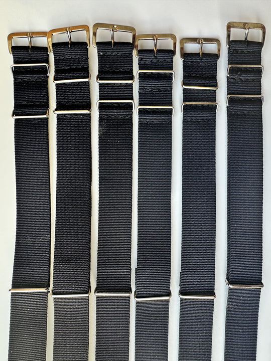 Clearance Bundle of 6 x 18mm Black NATO Military Watch Straps as Pictured - Surplus Stock Reduced to Under Half Price to Clear