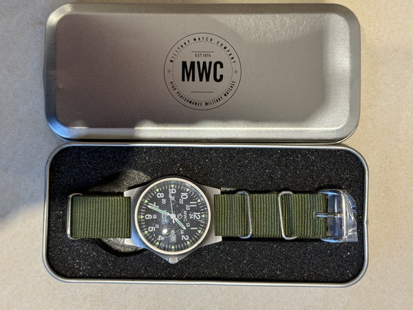 MWC G10 LM Stainless Steel Military Watch with 12/24 Hour Dial - Not Running Possibly Just a Battery Issue