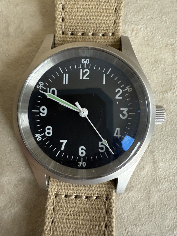 A-11 1940s WWII Pattern Military Watch (Automatic) with Sapphire Crystal: Not Running But Excellent Condition