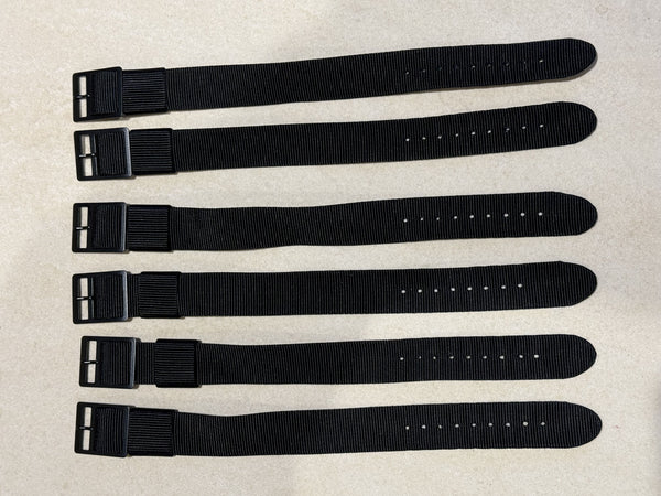 Clearance Bundle of 5 x 18mm Black US Pattern NATO Military Watch Straps as Pictured - Reduced to Under Half Price to Clear