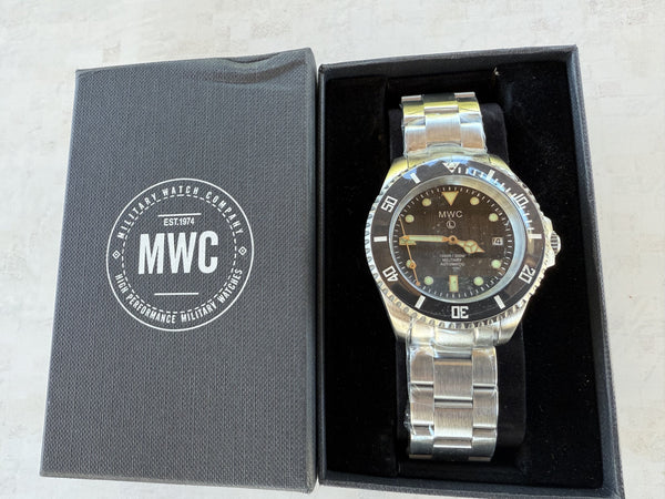 MWC 24 Jewel 300m Automatic Military Divers Watch on Steel Bracelet - Brand New and Running Fine but the Second Hand Needs Resetting