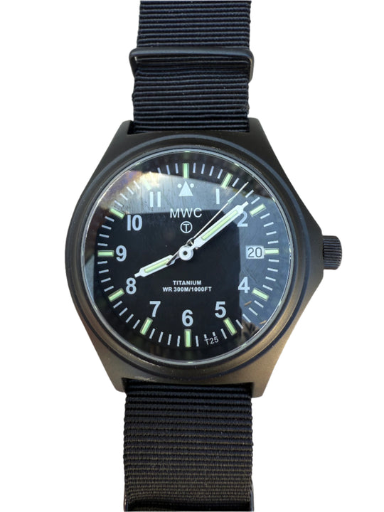 Black PVD Titanium G10 Military Watch with 300m Water Resistance, Sapphire Crystal, 10 Year Battery Life and GTLS Tritium Illumination - Second Hand Needs Replacement