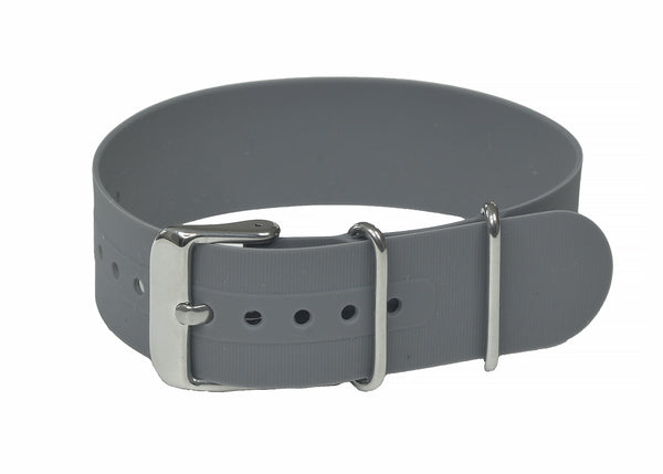 18mm Grey Silicone/Rubber NATO Military Watch Strap