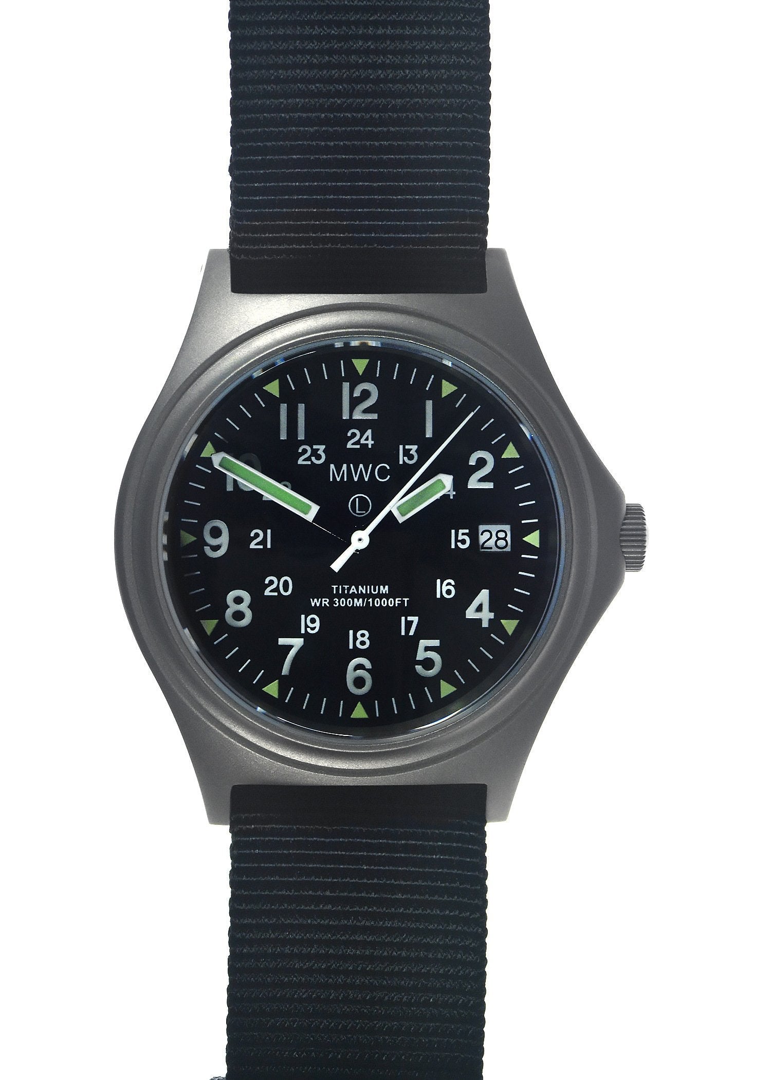 MWC Titanium General Service Watch, 300m Water Resistant, 10 Year Battery Life, Luminova, Sapphire Crystal and 12/24 Dial Format (Date Version) - Not Running but Brand New