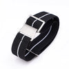 22mm Elasticated French Navy and Special Forces Strap in Black with a White Stripe
