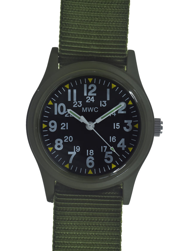 MWC Classic 1960s/70s Pattern Olive Vietnam Watch on Matching Military Webbing Strap