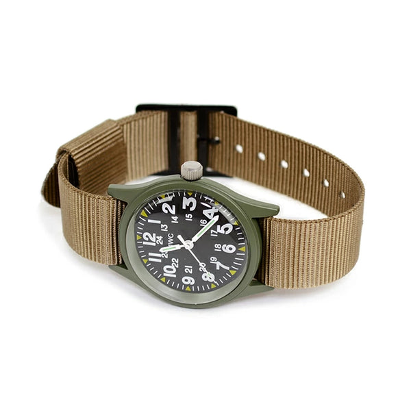 MWC Classic 1960s/70s Pattern Olive Vietnam Watch on Matching Khaki Webbing Strap (Needs a New Battery)