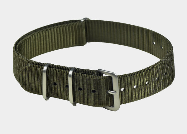 18mm NATO Military Watch Strap in 1970s Pattern US Military Olive/Khaki Material