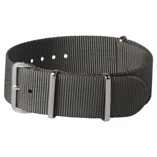 Single Pass 18mm Admiralty Grey NATO Military Watch Strap in Ballistic Nylon with Stainless Steel Fasteners