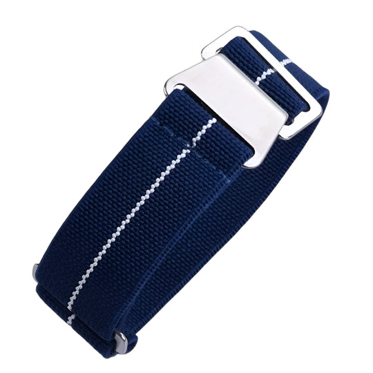 20mm Elasticated French Navy and Special Forces Strap in Navy with a White Stripe