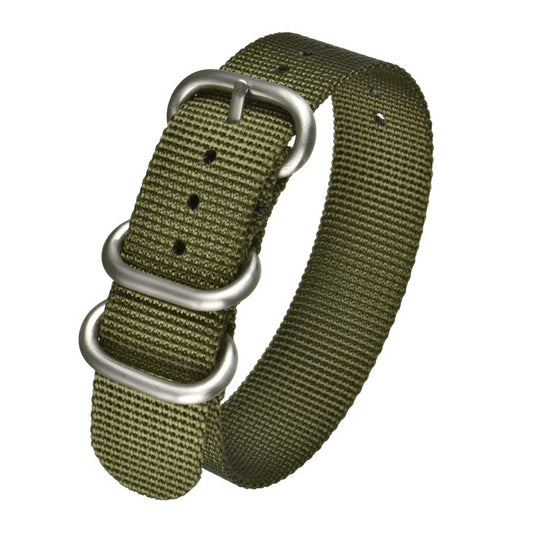 22mm Olive Green Ballistic Nylon Zulu Pattern Military Watch Strap