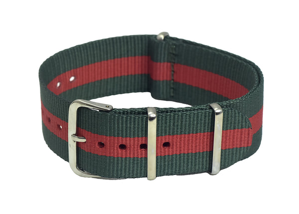 18mm Green and Red NATO Military Watch Strap