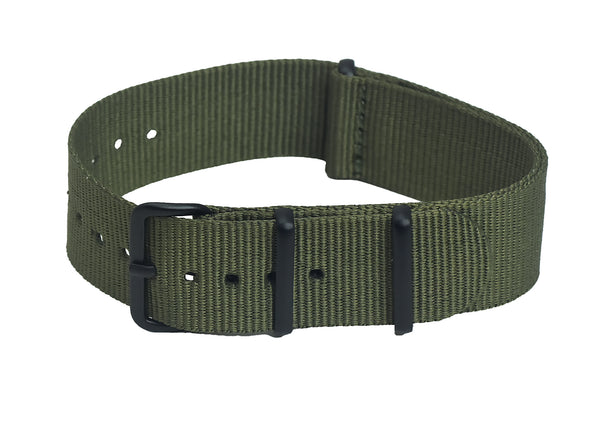 20mm Olive Drab NATO Military Watch Strap with Covert Non Reflective Black PVD fittings