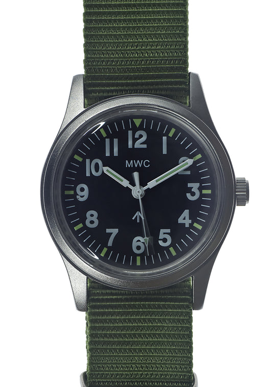 MWC Classic 1960s/70s European Pattern Military Watch on an Olive Military Webbing Strap