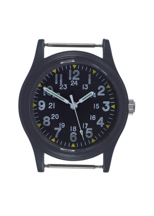 MWC Classic 1960s/70s Pattern Matt Black Vietnam Watch on Matching Webbing Strap - Ex Display Watch