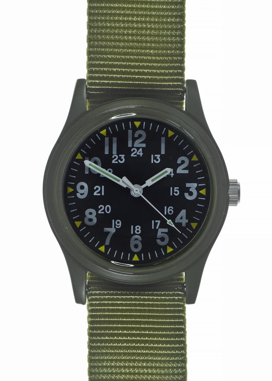 MWC Classic 1960s/70s Pattern Olive Drab Vietnam Watch on Matching Webbing Strap