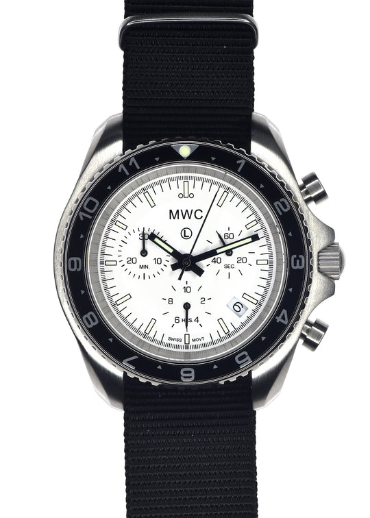 MWC NATO Pattern Stainless Steel Military Pilots Chronograph with Sapphire Crystal and Swiss Ronda Movement - 12 Hour GMT Bezel
