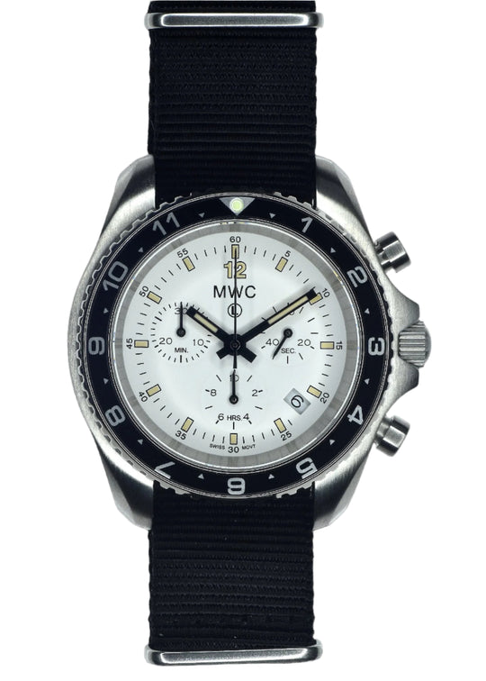 MWC NATO Pattern Stainless Steel Military Pilots Chronograph with Sapphire Crystal and Swiss Ronda Movement - 12 Hour GMT Bezel