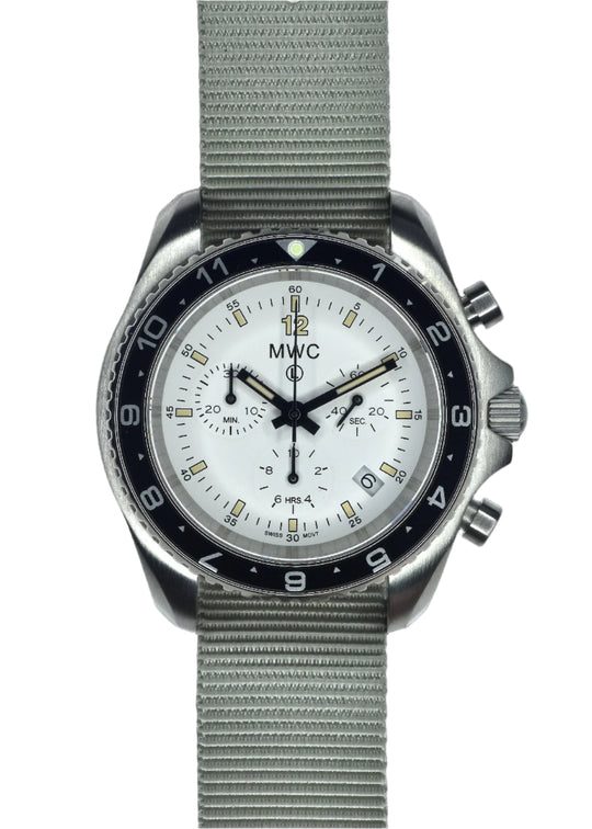 MWC NATO Pattern Stainless Steel Military Pilots Chronograph with Sapphire Crystal and Swiss Ronda Movement - 12 Hour GMT Bezel - Ex Display Watch from the US Shot Show