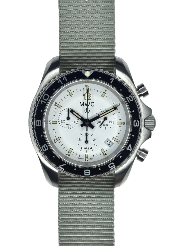 MWC NATO Pattern Stainless Steel Military Pilots Chronograph with Sapphire Crystal and Swiss Ronda Movement - 12 Hour GMT Bezel
