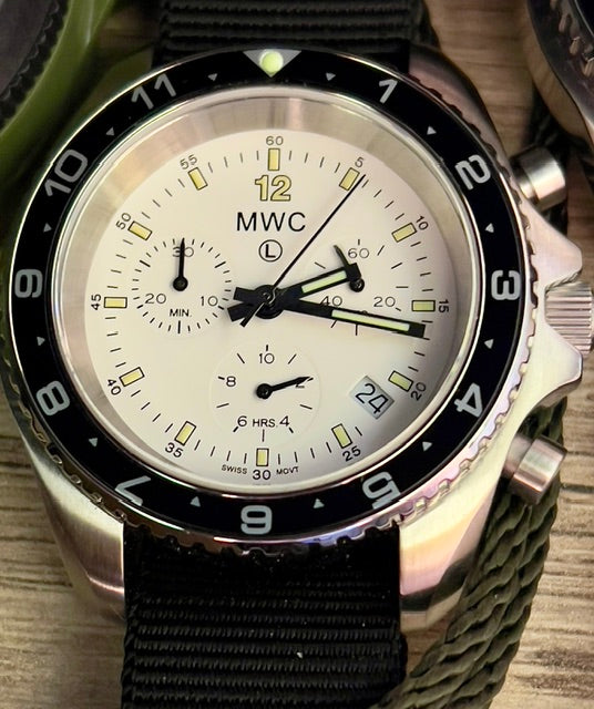 MWC NATO Pattern Stainless Steel Military Pilots Chronograph with Sapphire Crystal and Swiss Ronda Movement - 12 Hour GMT Bezel
