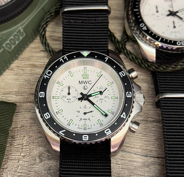 MWC NATO Pattern Stainless Steel Military Pilots Chronograph with Sapphire Crystal and Swiss Ronda Movement - 12 Hour GMT Bezel