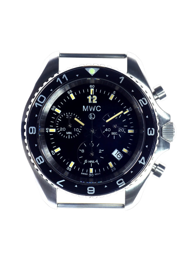 MWC NATO Pattern Stainless Steel Military Pilots Chronograph with Sapphire Crystal - 12 Hour GMT Bezel - Contract Sample Watch Reduced