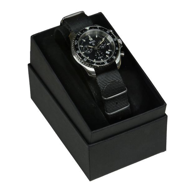 MWC NATO Pattern Stainless Steel Military Pilots Chronograph with Sapphire Crystal - 12 Hour GMT Bezel - Contract Sample Watch Reduced