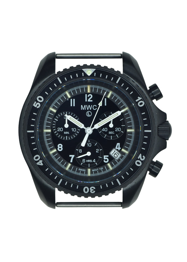 MWC NATO Pattern Black PVD Steel Military Pilots Chronograph with Sapphire Crystal, and Swiss Ronda Movement and GTLS/Tritium Illumination