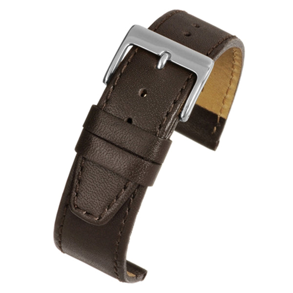 18mm High Quality Brown Calf Leather Watch Strap with Soft Nubuck Leather Lining.