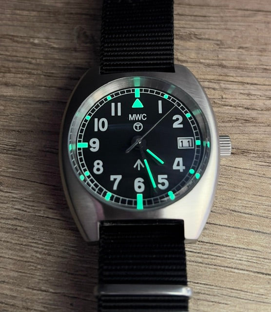 MWC W10 1970's Pattern 24 Jewel Automatic Military Watch with 100m Water Resistance - Ex Display Watch from the IWA Show Half Price
