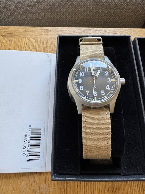 MWC 1940s to 1960s Pattern General Service Watch with Sterile Dial and 24 Jewel Automatic Movement (Retro Cream Dial Variant) - Ex Display from the 2025 International Armoured Vehicles Show - Reduced to Half Price