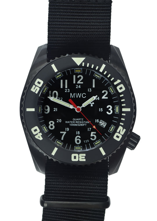 MWC "Depthmaster" 100atm / 3,280ft / 1000m Water Resistant Military Divers Watch in PVD Stainless Steel Case with GTLS and Helium Valve (Swiss Ronda 715li Movement)